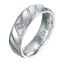 Factory Silver Diamond Flat Stone Wedding Ring Anniversary Gifts